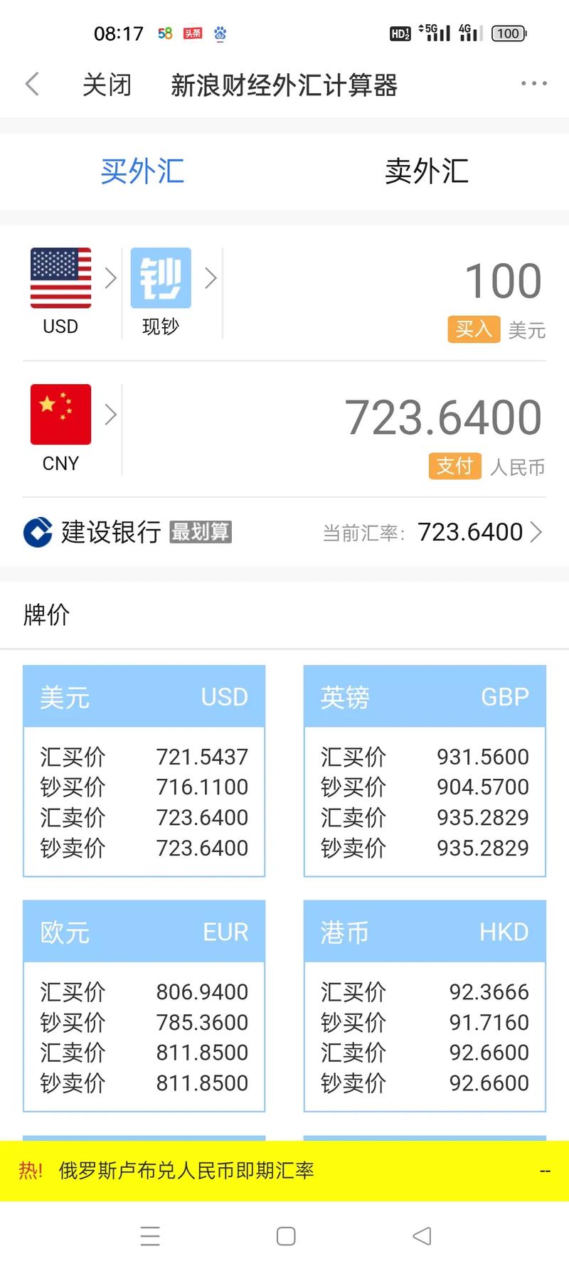 美元兑换人民币的汇率是多少