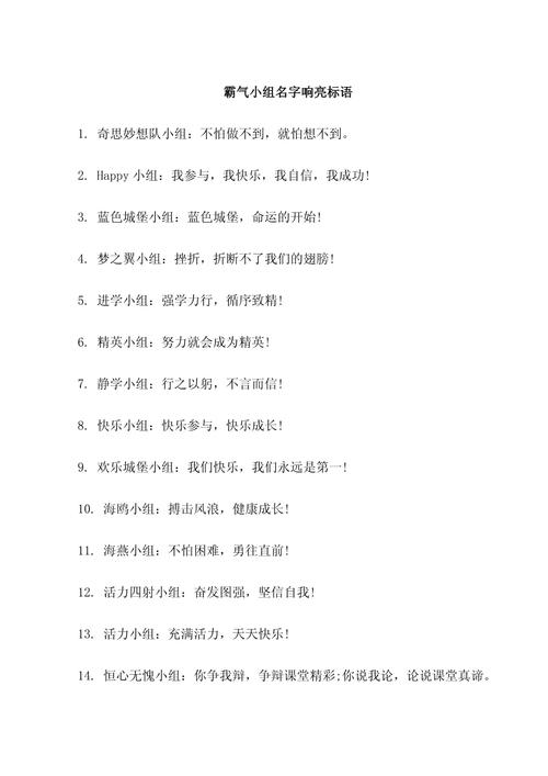 小组的名字和口号