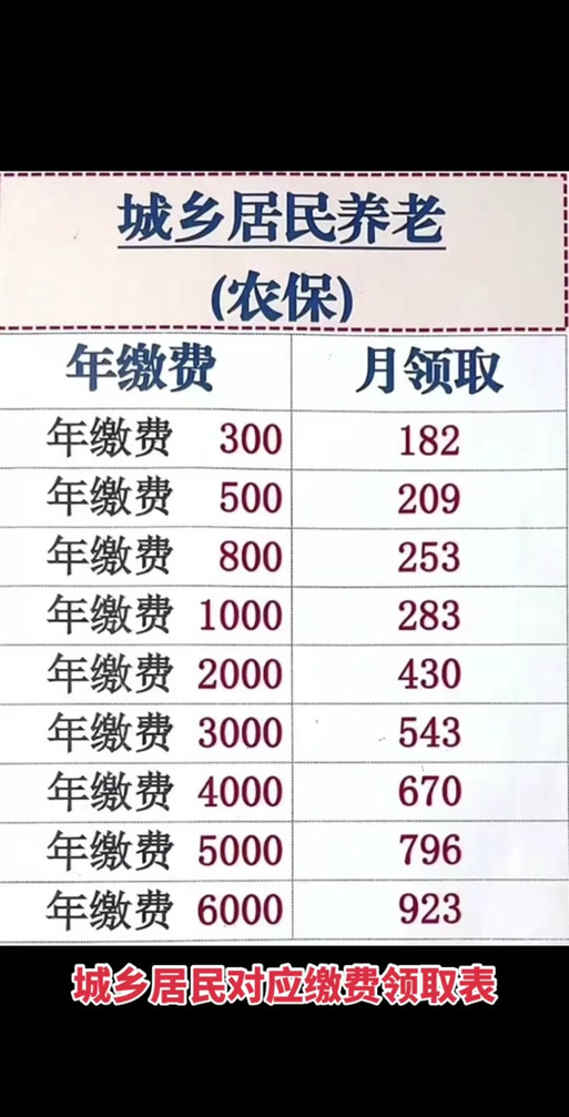 农保缴费标准