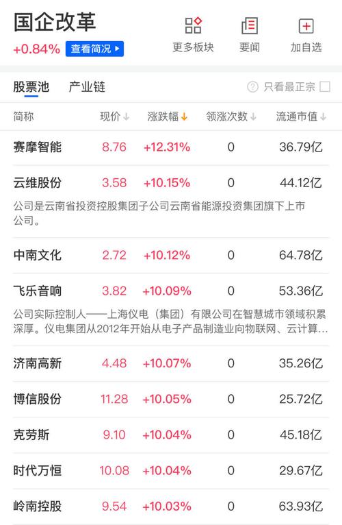 上海国资改革龙头股
