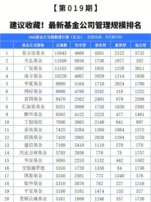 中国排名前十的基金公司分别叫什么名字?